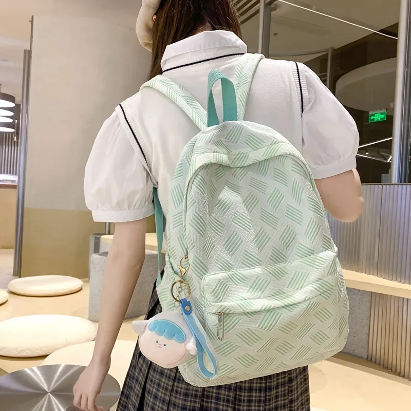 Parker Bear Nylon Backpack Regular Unisex Gray/Blue/Light Pink/Green Dark Pink-7