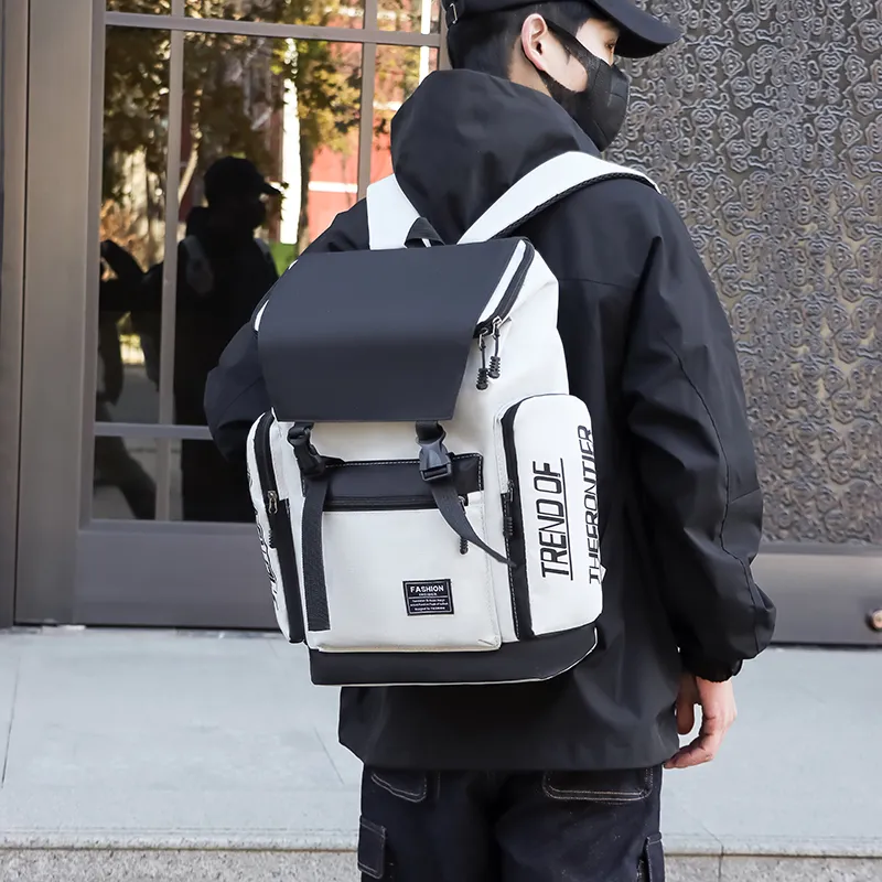 MingLu Oxford Travel Laptop Bag Backpack Regular Unisex Black/Gray-15