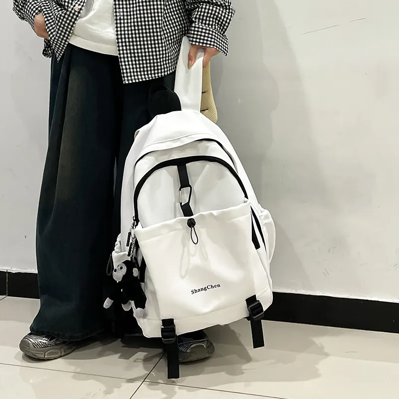 Parker Bear Nylon Backpack Unisex Black/White-3
