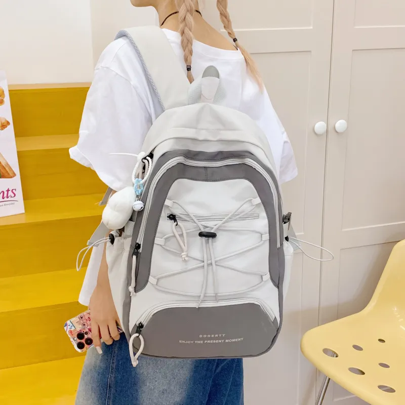 Parker Bear Nylon Fabric Backpack Unisex Multicolor-9