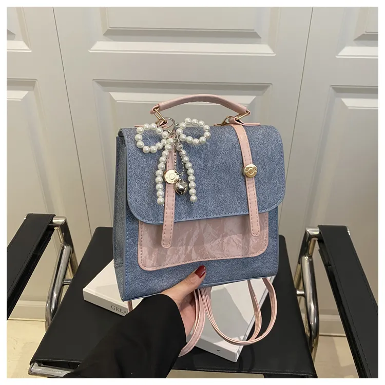 MingLu PU Backpack Regular Women's White/Blue-13