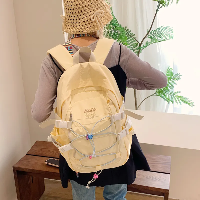 Parker Bear Nylon Fabric Backpack Unisex Multicolor-3