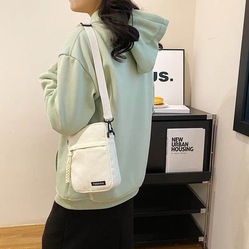 Parker Bear Canvas Canvas Bag Shoulder Bag Crossbody Bag Regular Unisex Black/Blue/Khaki/White-7
