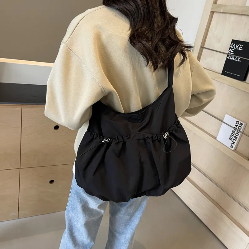 Parker Bear Fabric College Student All Korean Travel Backpack Crossbody Bag Regular Women's Black/Ecru/Blue/Pink/Green-4