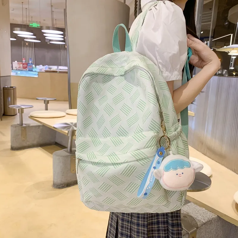 Parker Bear Nylon Backpack Regular Unisex Gray/Blue/Light Pink/Green Dark Pink-8