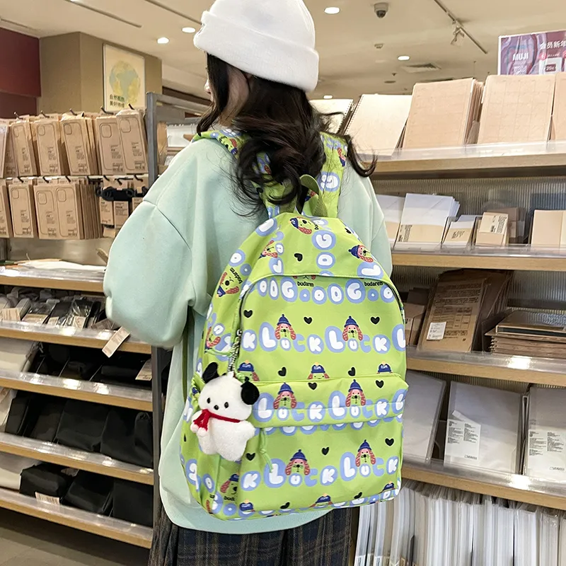 Parker Bear Nylon Backpack Regular Unisex Black White Pink Blue Green-24