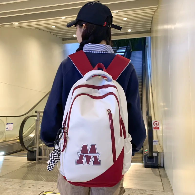 Parker Bear Nylon Laptop Backpack Regular Unisex White Red Blue/Black/White Red-9
