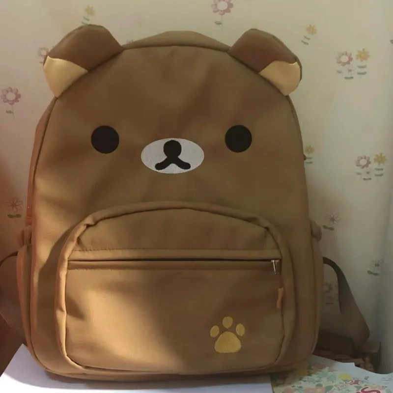 Parker Bear Nylon Fabric Backpack Women's White/Dark Brown-6
