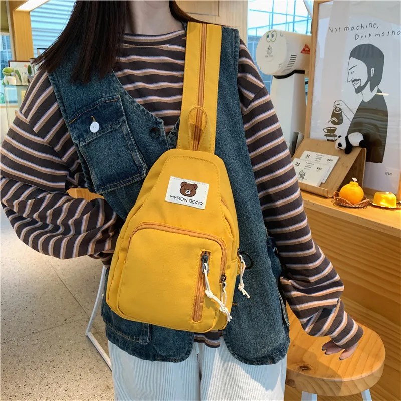 Parker Bear Nylon Backpack Regular Unisex Yellow/Pink/Black/Green/Sky Blue-11