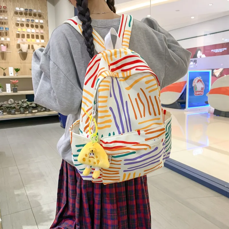 Parker Bear Nylon Polyester Elementary Middle And High School Students All Regular Unisex Black/White/Color Stripes-6