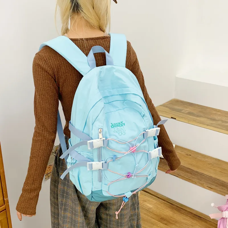 Parker Bear Nylon Fabric Backpack Unisex Multicolor-9