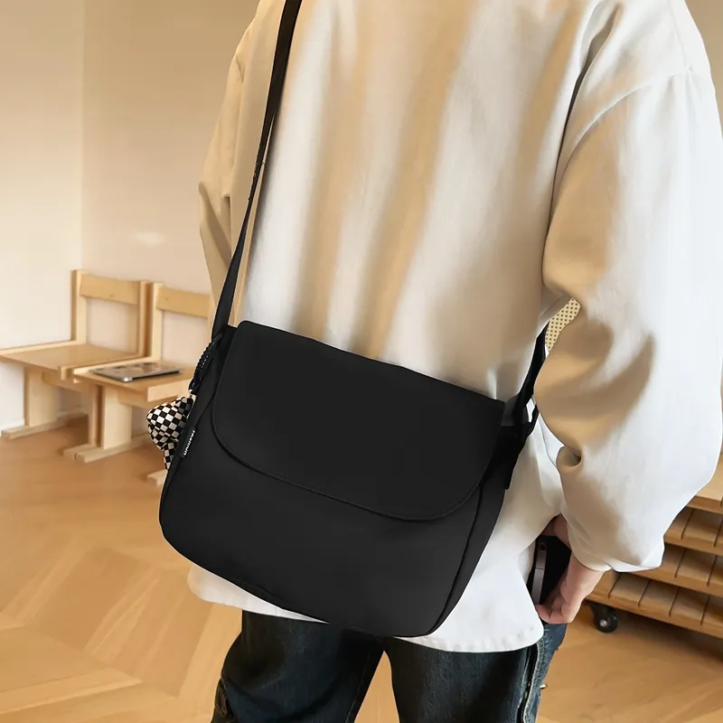 Parker Bear Nylon Shoulder Bag Crossbody Bag Regular Unisex Black/Blue/White/Red-4