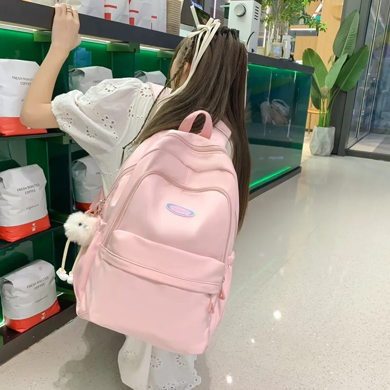 Parker Bear Nylon Backpack Regular Unisex Black/Khaki/Green/White/Pink/Blue/Yellow-2