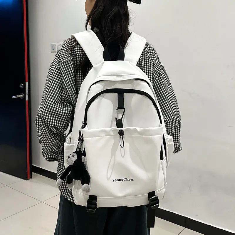 Parker Bear Nylon Backpack Unisex Black/White-1