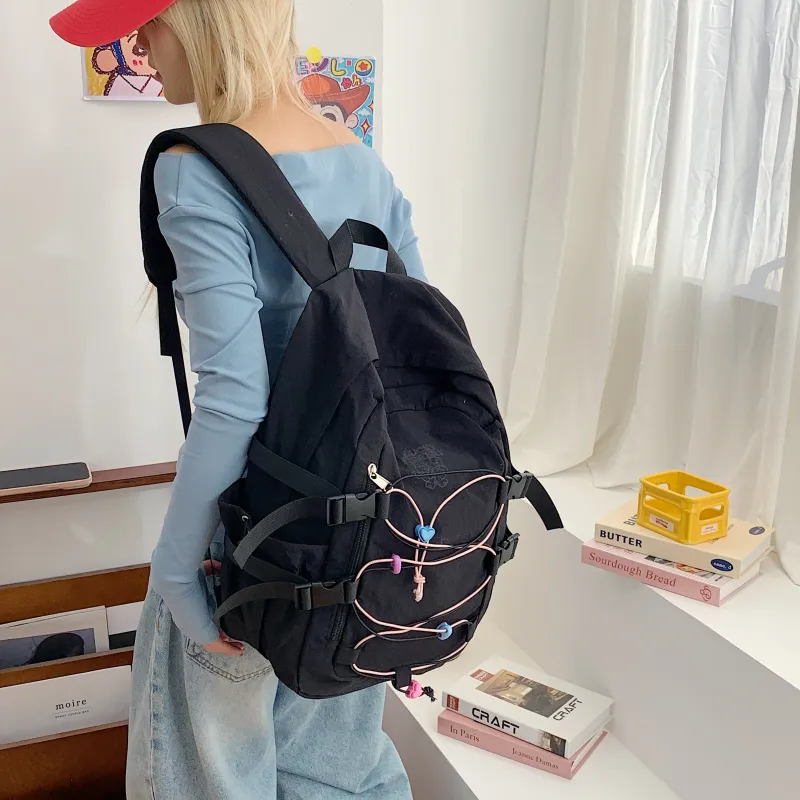 Parker Bear Nylon Fabric Backpack Unisex Multicolor-13