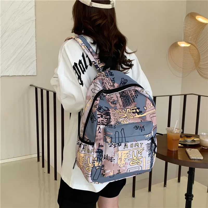 Parker Bear Canvas With Fabric Backpack Regular Unisex Purple/Gray/Blue/Black-6