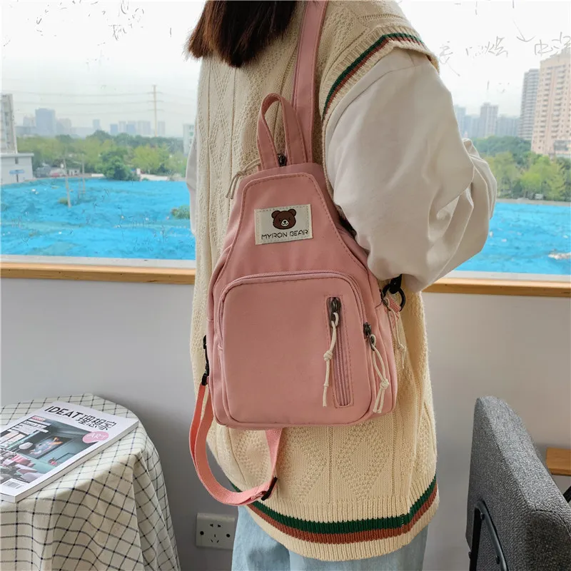 Parker Bear Nylon Backpack Regular Unisex Yellow/Pink/Black/Green/Sky Blue-2