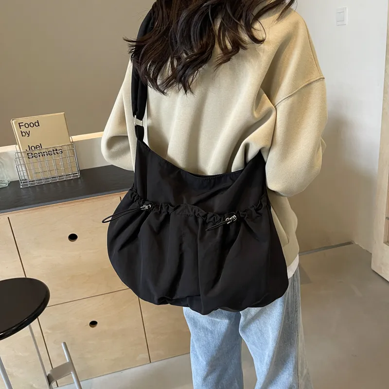 Parker Bear Fabric College Student All Korean Travel Backpack Crossbody Bag Regular Women's Black/Ecru/Blue/Pink/Green-3