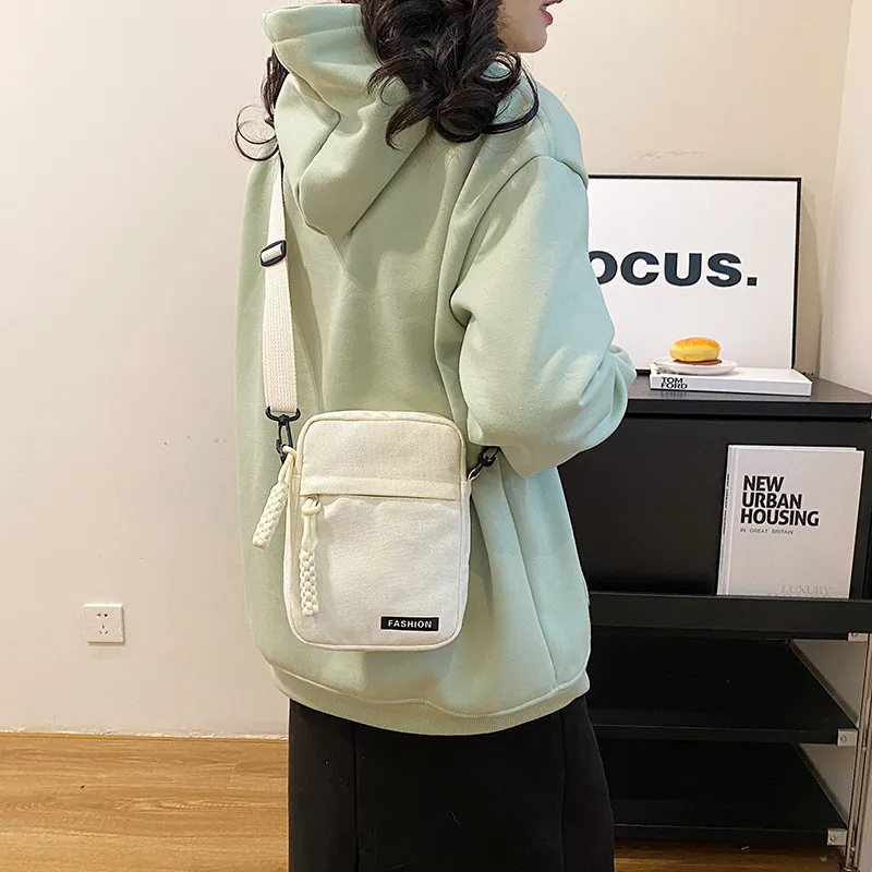 Parker Bear Canvas Canvas Bag Shoulder Bag Crossbody Bag Regular Unisex Black/Blue/Khaki/White-4