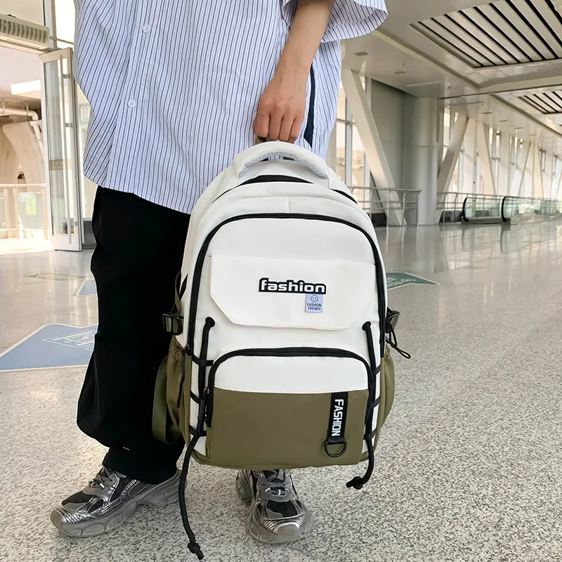Parker Bear Canvas Backpack Unisex Black/Green/Khaki/Gray/Blue-5