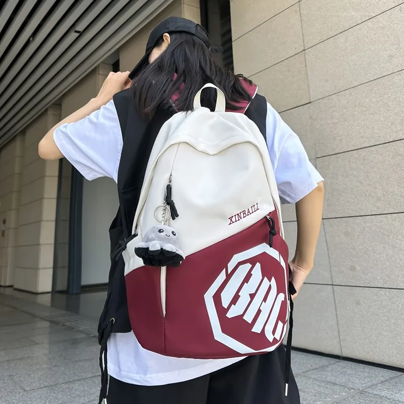 Parker Bear Composite Cloth Backpack Regular Unisex White Red/White Khaki/White Blue/Black/Gray-4