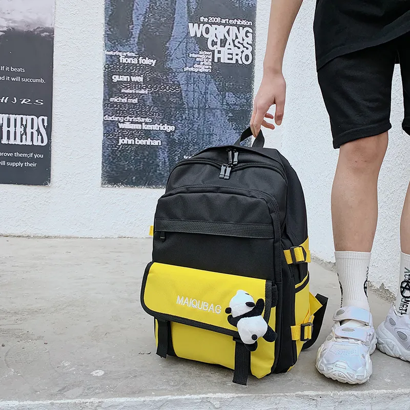 Parker Bear Canvas Backpack Regular Unisex Yellow/Red/Green/Black-5