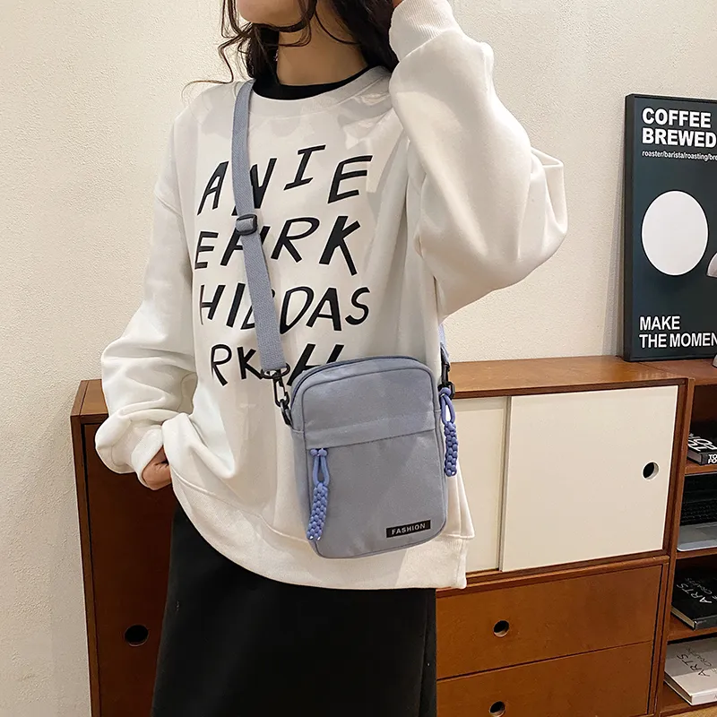 Parker Bear Canvas Canvas Bag Shoulder Bag Crossbody Bag Regular Unisex Black/Blue/Khaki/White-9