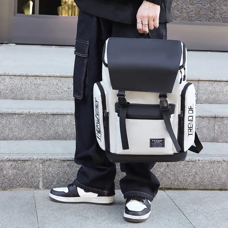 MingLu Oxford Travel Laptop Bag Backpack Regular Unisex Black/Gray-14