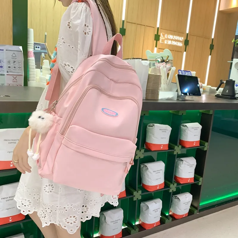 Parker Bear Nylon Backpack Regular Unisex Black/Khaki/Green/White/Pink/Blue/Yellow-6