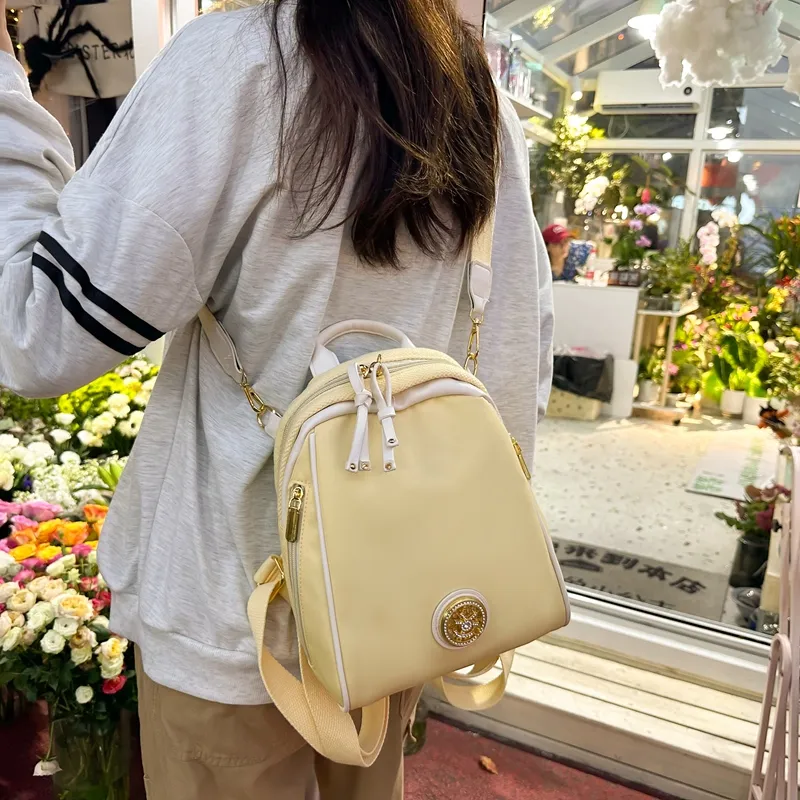 Parker Bear Nylon Spell PU Backpack Unisex Black White Gray Yellow-2