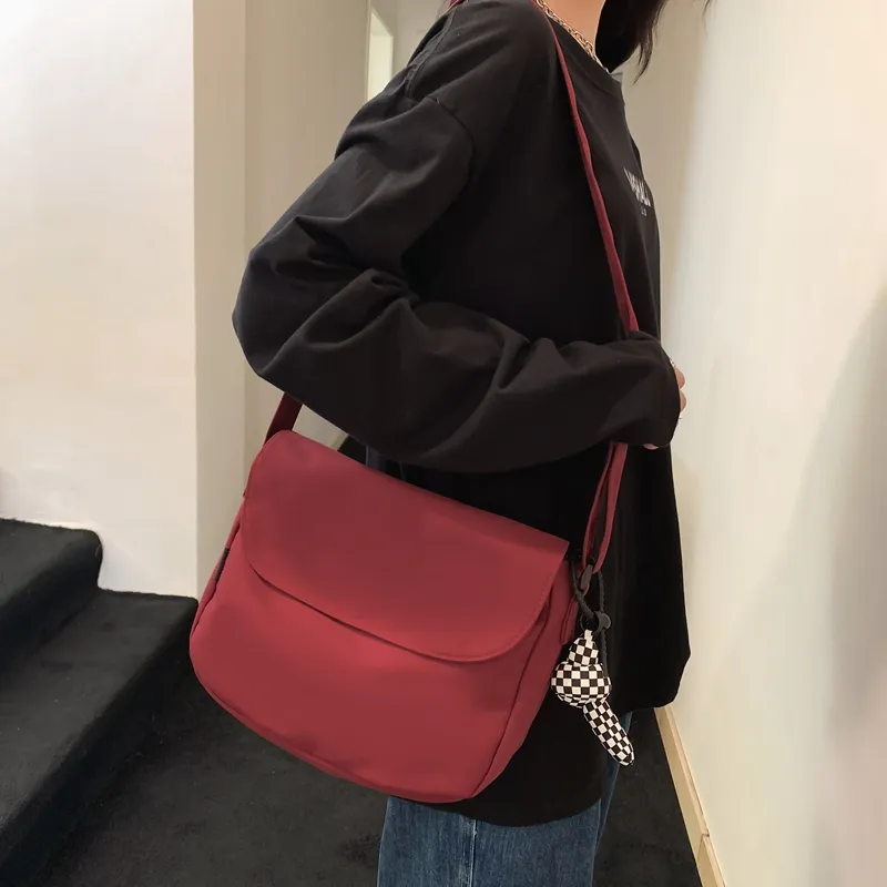 Parker Bear Nylon Shoulder Bag Crossbody Bag Regular Unisex Black/Blue/White/Red-19