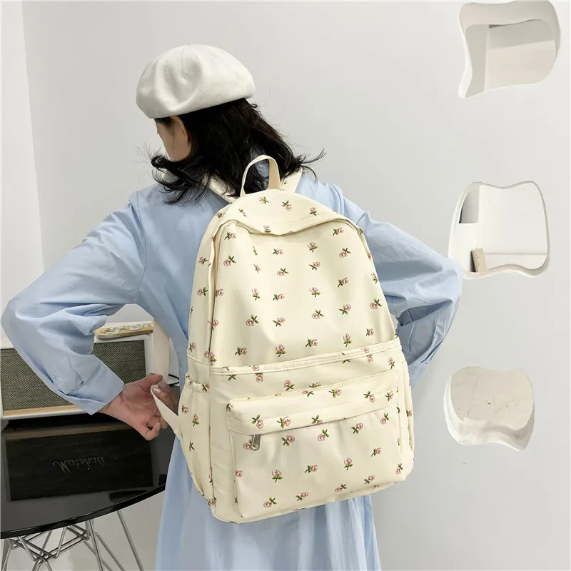 Parker Bear Twill Canvas Backpack Women's Ecru/Pink/Blue-2
