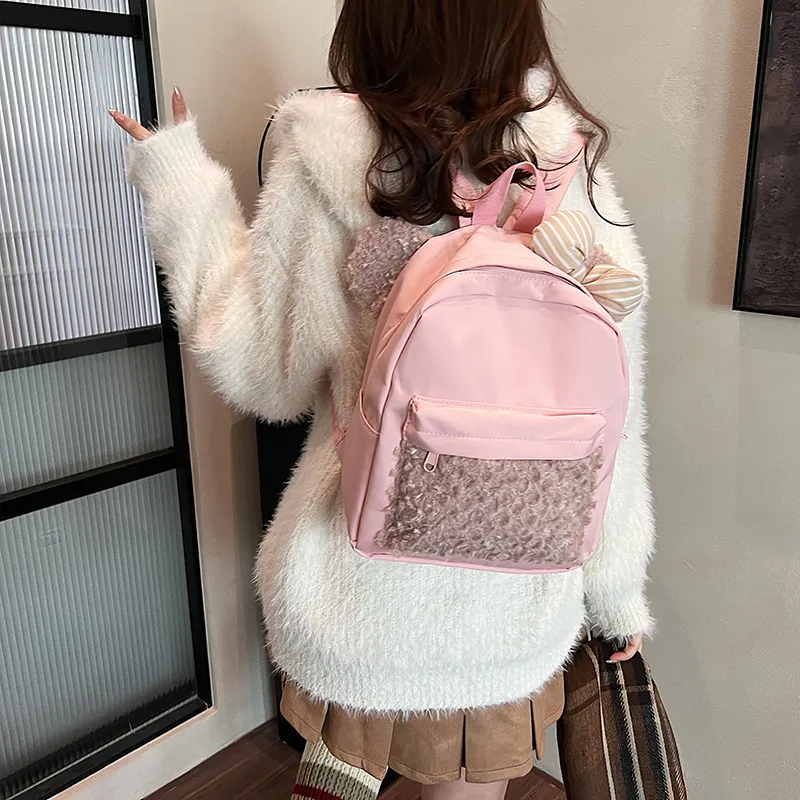 Parker Bear Nylon Backpack Women's Cherry Blossom Pink-1