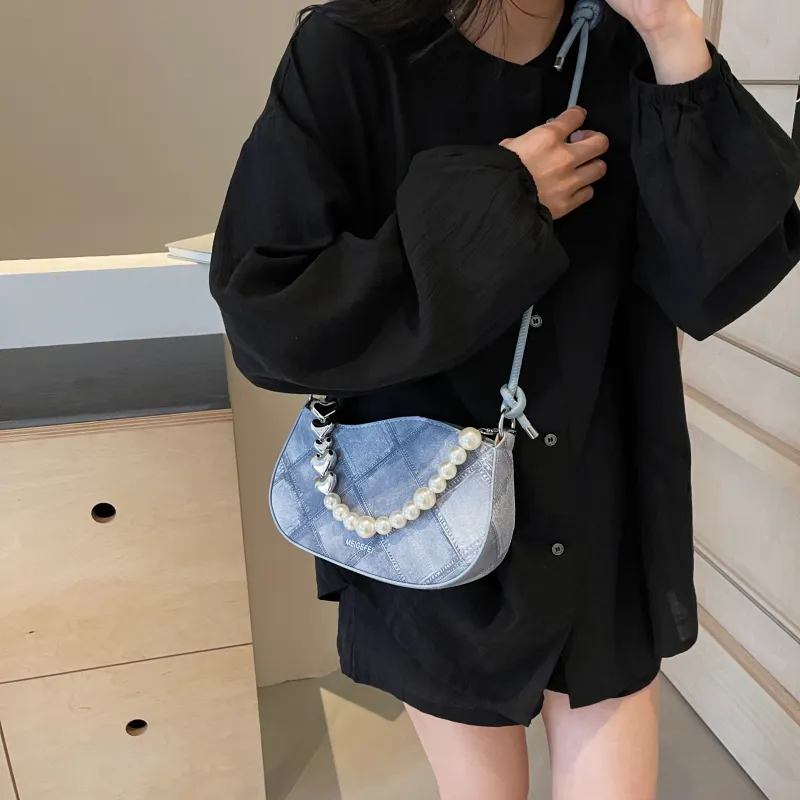 MingLu PU Shoulder Bag, Crossbody Bag, Handbag Unisex Dark Tea/Ecru/Blue/Pink-19