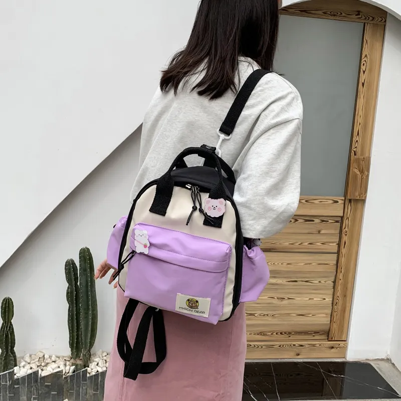 Parker Bear Oxford Backpack Unisex Pink Yellow Blue Black-27