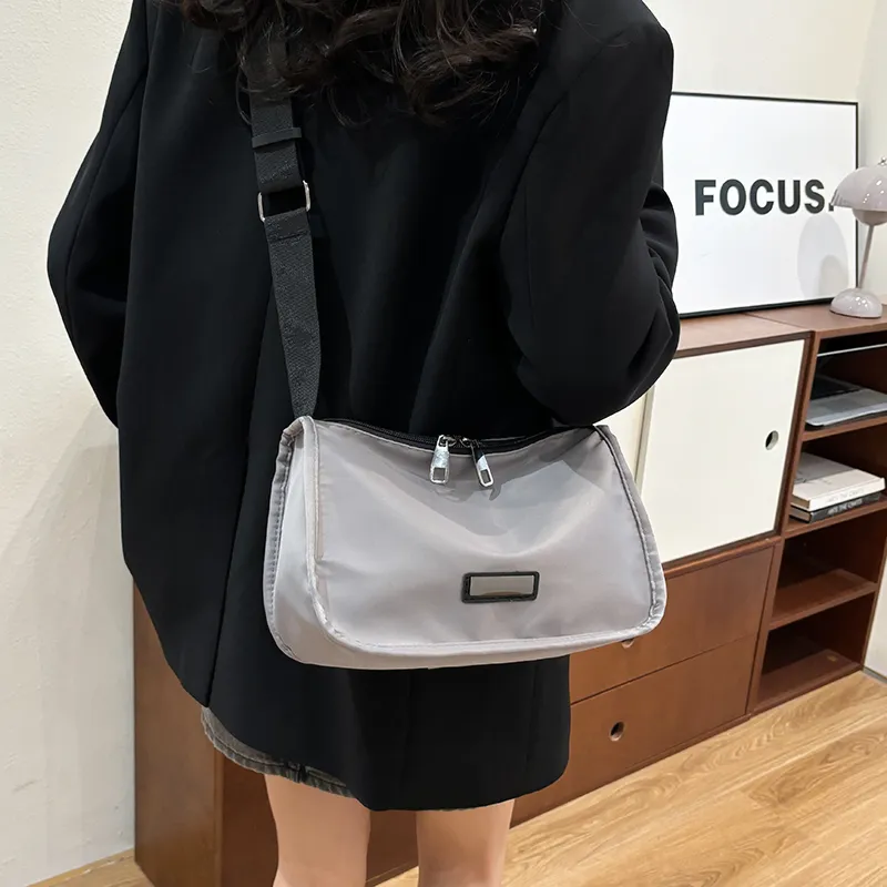 MingLu Nylon Polyester Solid Color Minimalist Style Versatile University Commute Backpack Unisex Couple Unisex-31