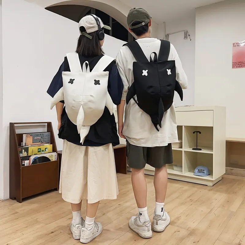 Parker Bear Nylon Backpack Unisex Black/White-6