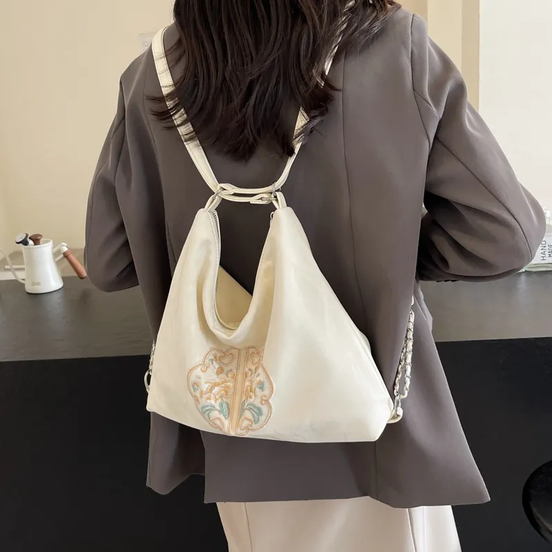 MingLu PU One Shoulder Backpack Handbag Women's Black/Ecru/Silver/Pink-6