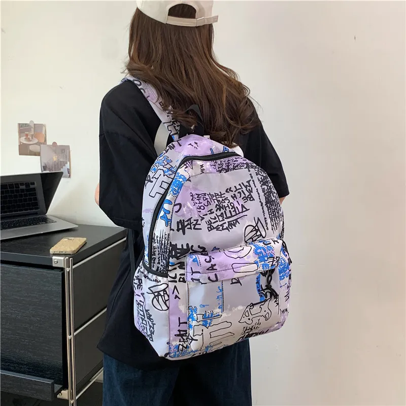 Parker Bear Canvas With Fabric Backpack Regular Unisex Purple/Gray/Blue/Black-2