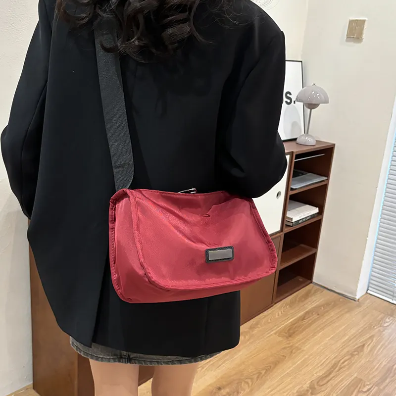 MingLu Nylon Polyester Solid Color Minimalist Style Versatile University Commute Backpack Unisex Couple Unisex-21