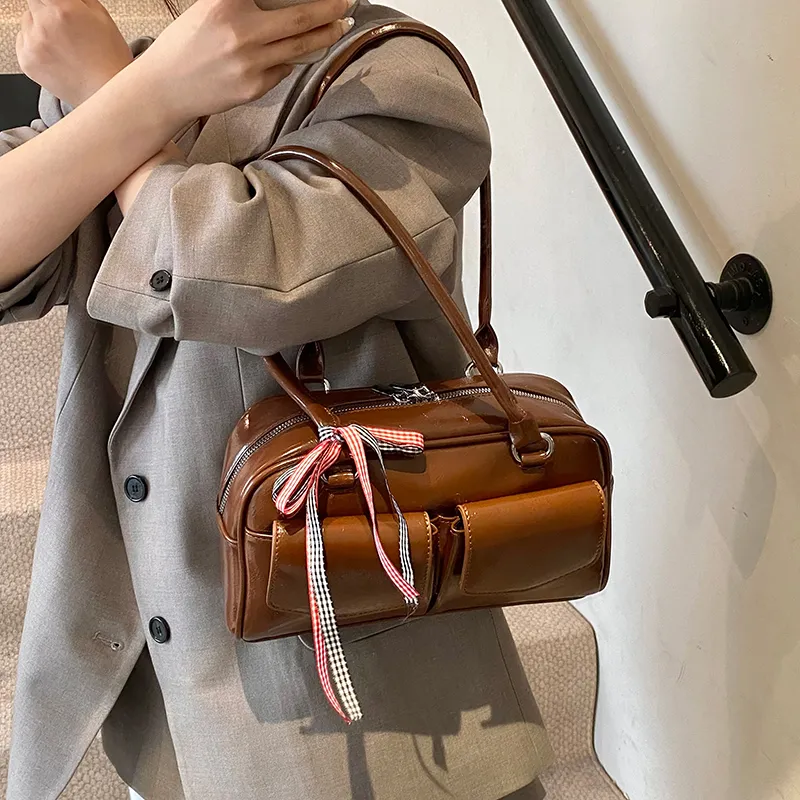 MingLu PU Bowling Bag, Shoulder Bag Women's Multicolor-5