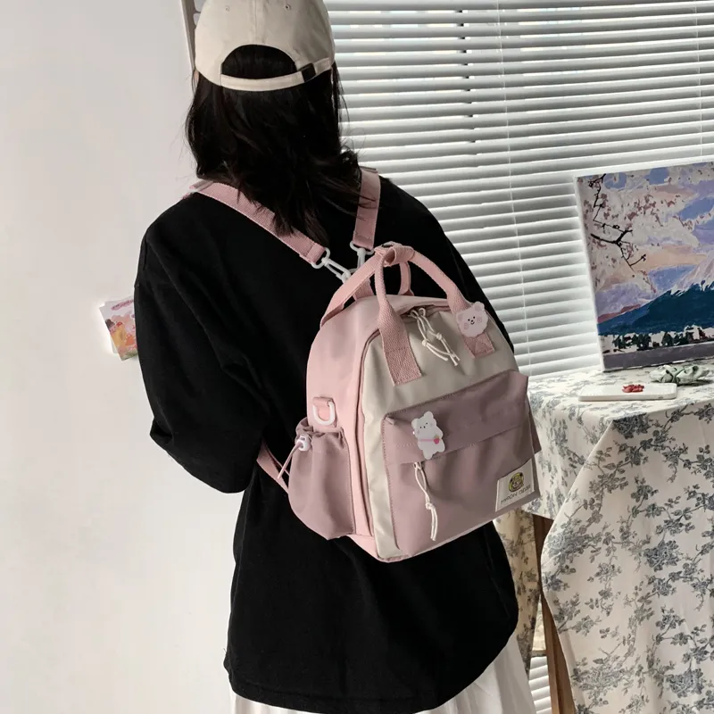 Parker Bear Oxford Backpack Unisex Pink Yellow Blue Black-14