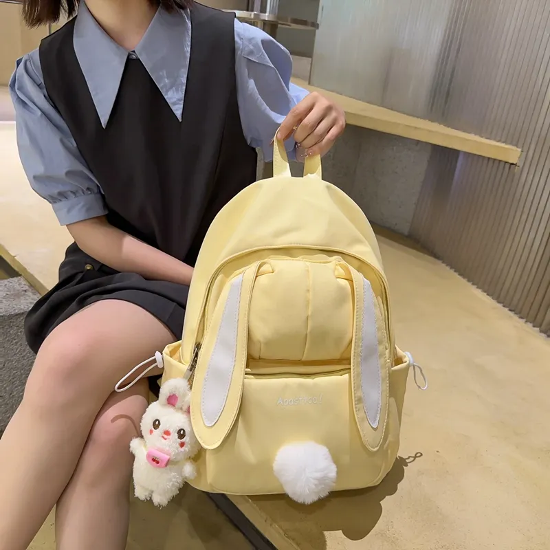 Parker Bear Nylon Backpack Women's Yellow/Pink/White/Blue-7