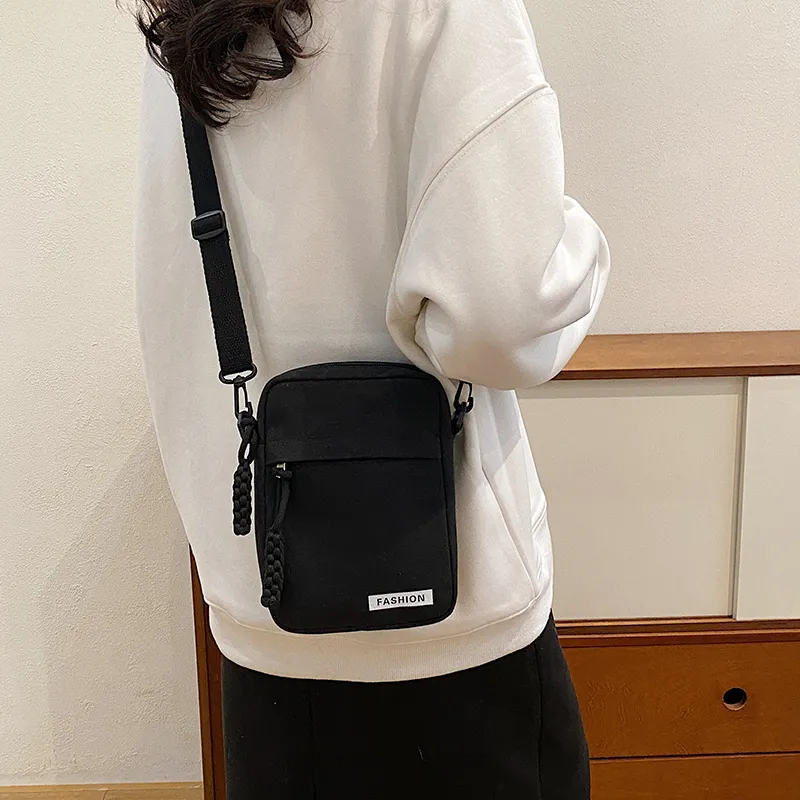 Parker Bear Canvas Canvas Bag Shoulder Bag Crossbody Bag Regular Unisex Black/Blue/Khaki/White-22