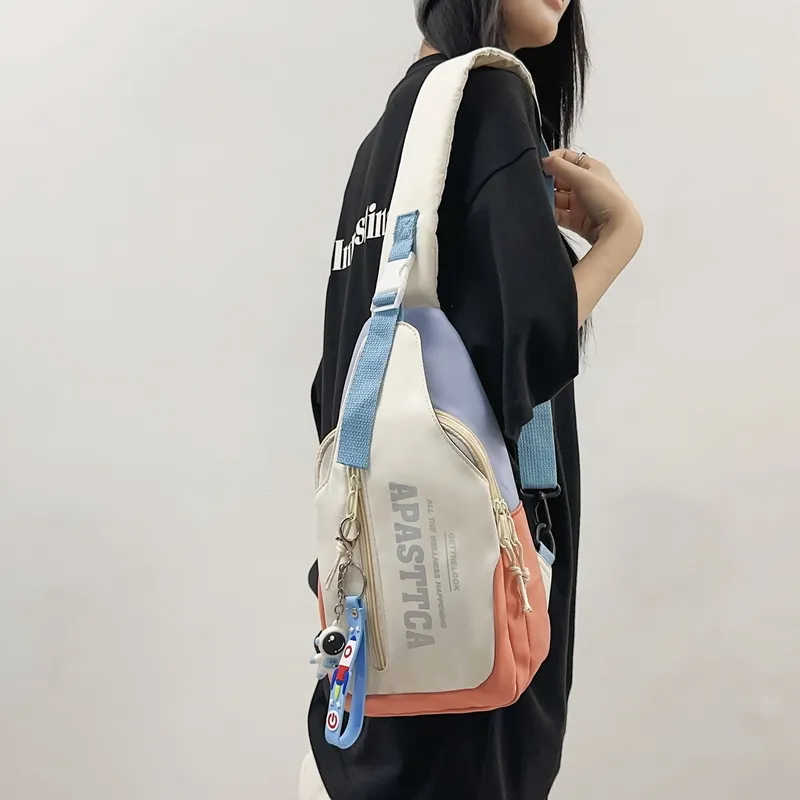 Parker Bear Nylon Crossbody Bag Sling Bag Regular Unisex Black/Gray/Orange & Dark Blue/Orange & Light Blue-15