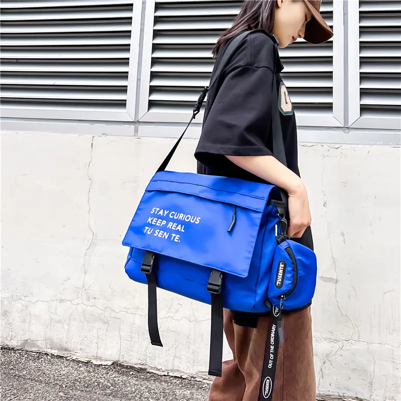 MingLu Oxford Shoulder Bag Crossbody Bag Solid Color Versatile Fashion For College Students All Unisex-3