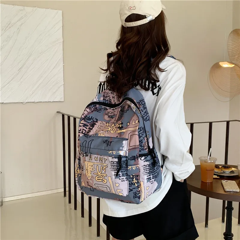 Parker Bear Canvas With Fabric Backpack Regular Unisex Purple/Gray/Blue/Black-9