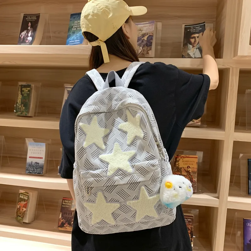 Parker Bear Nylon Backpack Unisex Gray/Blue/Green/Light Pink/Dark Pink-7