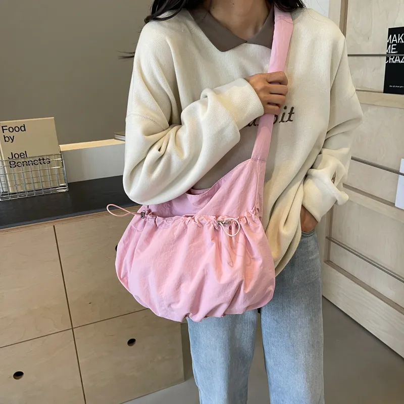 Parker Bear Fabric College Student All Korean Travel Backpack Crossbody Bag Regular Women's Black/Ecru/Blue/Pink/Green-20