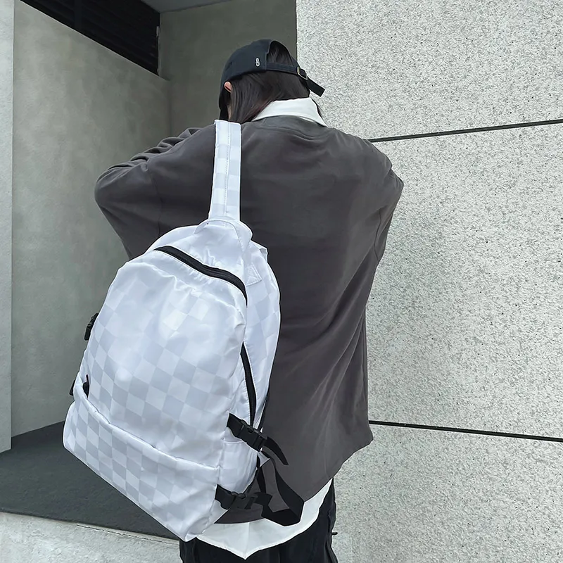 MingLu Nylon Backpack Regular Unisex Black/White-8